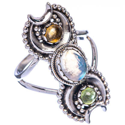 Rainbow Moonstone, Citrine, Peridot Ring Size 8 (925 Sterling Silver) R144702