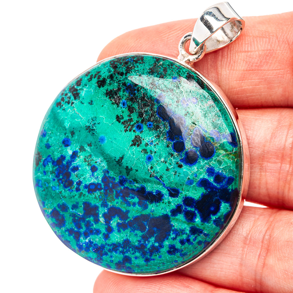 Premium Blue Bird Azurite Pendant 2" (.925 Sterling Silver)