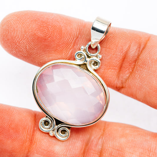 Premium Rose Quartz Pendant 1 1/2" (.925 Sterling Silver)