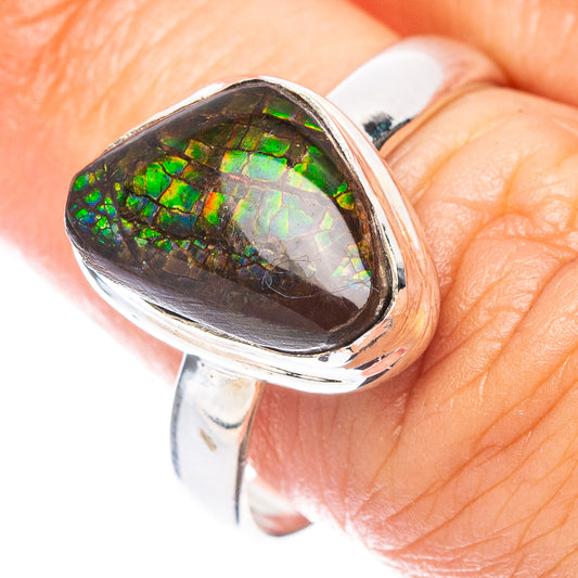 Rare Ammolite Ring Size 8 (925 Sterling Silver) R7117