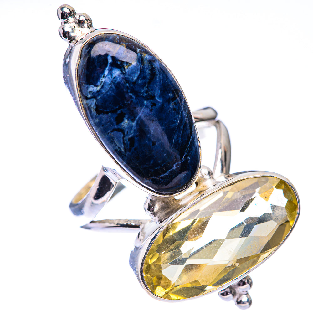 Large Lemon Quartz, Pietersite Ring Size 6 (925 Sterling Silver) R140663