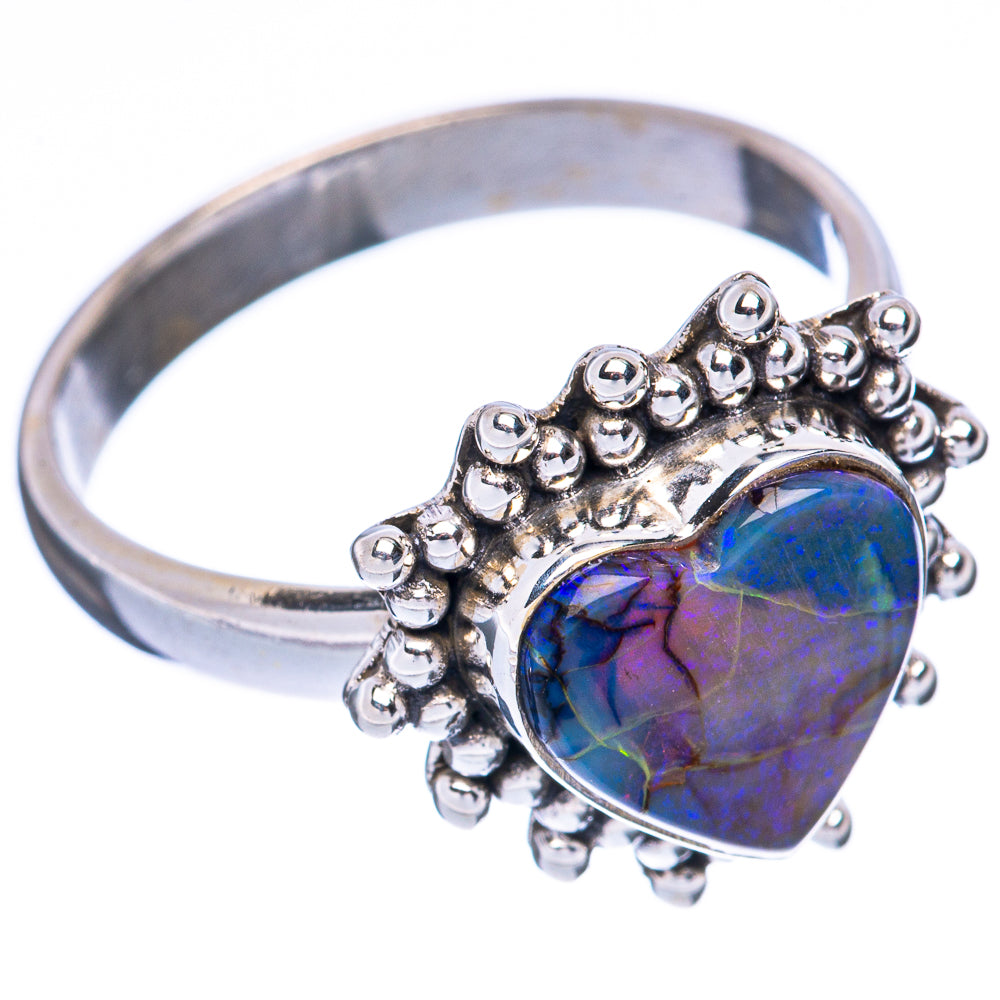 Rare Sterling Opal Heart Ring Size 8.75 (925 Sterling Silver) R2097