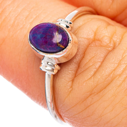 Purple Copper Composite Turquoise Dainty Ring Size 7 (925 Sterling Silver) R145667
