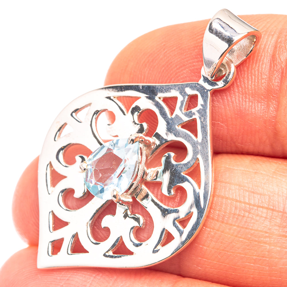 Premium Blue Topaz Pendant 1 3/8" (925 Sterling Silver) P38799