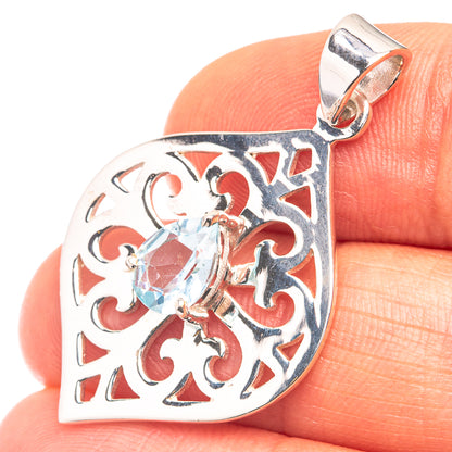 Premium Blue Topaz Pendant 1 3/8" (925 Sterling Silver) P38799
