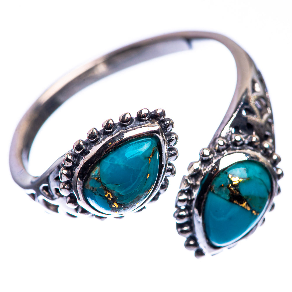 Blue Copper Composite Turquoise Dainty Ring Size 6 (925 Sterling Silver) R142583