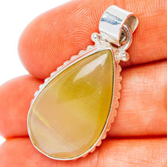 Yellow Agate Pendant 1 1/2" (.925 Sterling Silver)