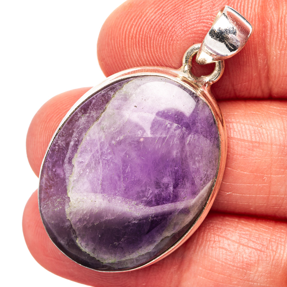 Chevron Amethyst Pendant 1 5/8" (.925 Sterling Silver)