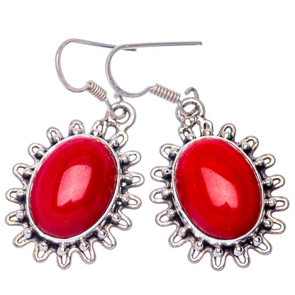 Red Onyx Earrings 1 5/8" (925 Sterling Silver) E433152