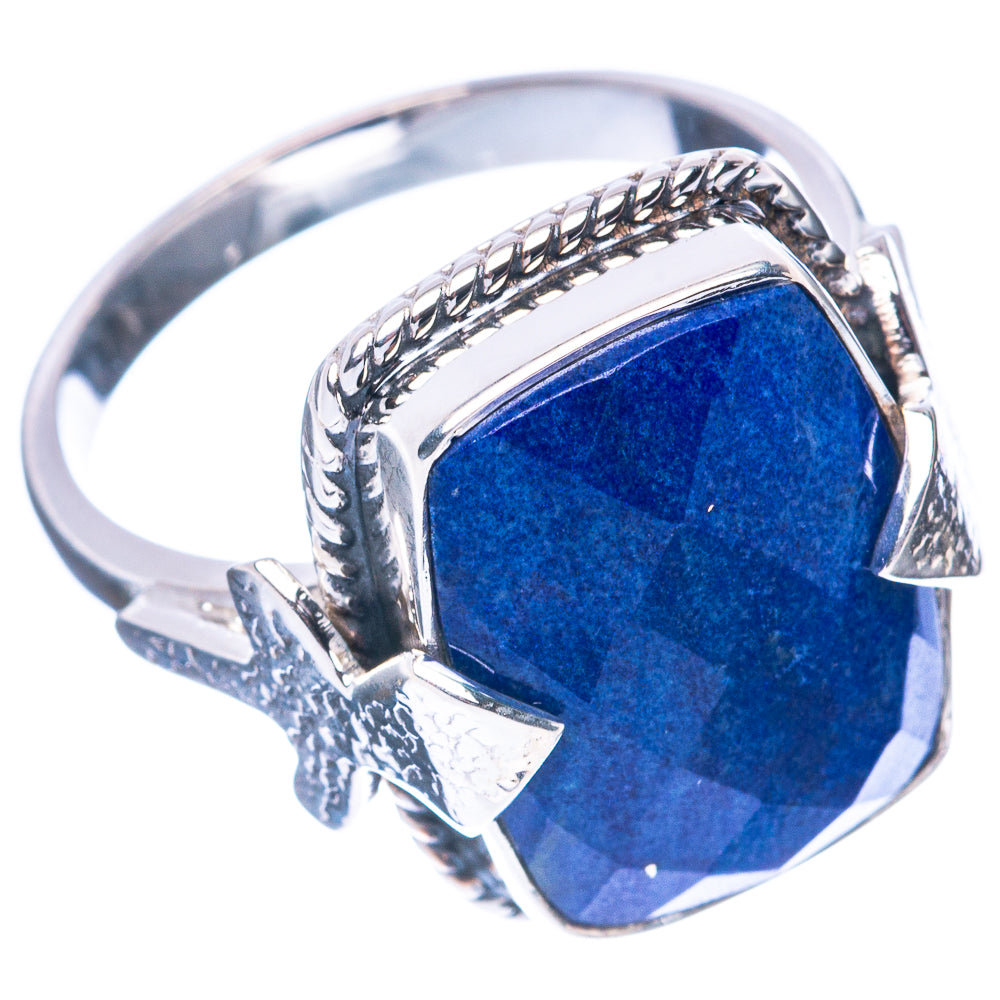 925 sterling silver ring with blue lapis lazuli oval face and braided side setting