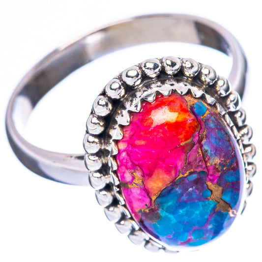 Kingman Pink Dahlia Turquoise Ring Size 8.5 (925 Sterling Silver) R3983