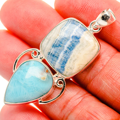 Blue Scheelite, Larimar Pendant 2 1/4" (925 Sterling Silver) PD38217
