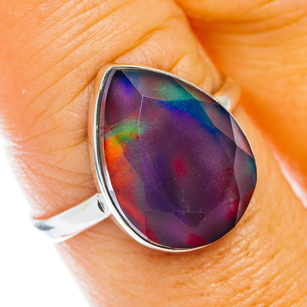 Aurora Opal Ring Size 9 (.925 Sterling Silver)