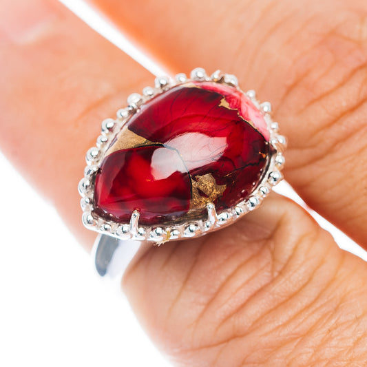 Exclusive Red Dahlia Mohave Turquoise Ring Size 6.5 (.925 Sterling Silver)