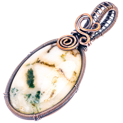 Green Moss Agate Wire Wrap Pendant 2 1/2" (Oxidized Copper)