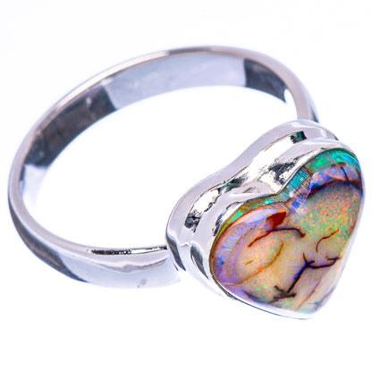 Rare Sterling Opal Heart Ring Size 8.25 (925 Sterling Silver) R2239