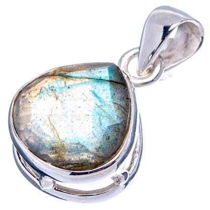 Faceted Labradorite Dainty Pendant 7/8" (.925 Sterling Silver)