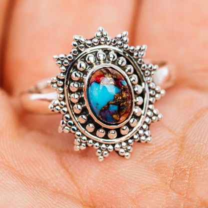 Purple Copper Turquoise Ring Size 7.5 (.925 Sterling Silver)