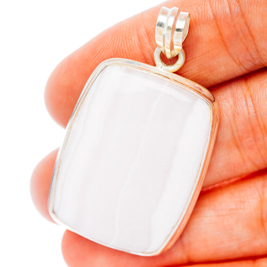 White Scolecite Pendant 1 3/4" (.925 Sterling Silver)