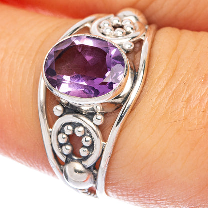 Faceted Amethyst Dainty Ring Size 7.25 (925 Sterling Silver) R145729
