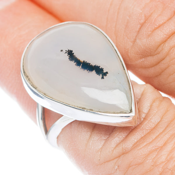 Premium Scenic Dendritic Agate Ring Size 6.5 (.925 Sterling Silver)