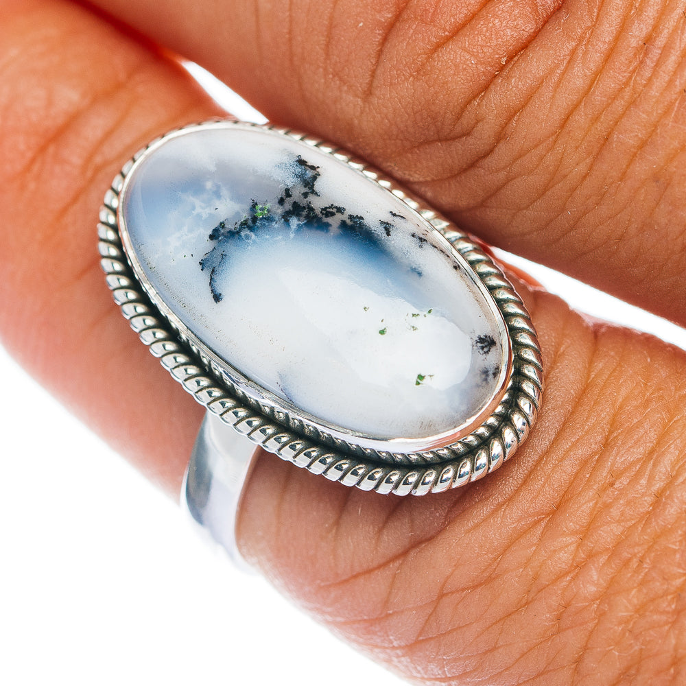 Premium Dendritic Opal Ring Size 9 (.925 Sterling Silver)