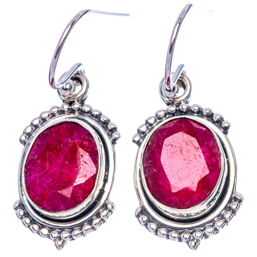 Red Sillimanite Dainty Earrings 1 3/8" (925 Sterling Silver) E2016
