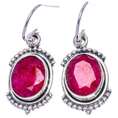 Red Sillimanite Dainty Earrings 1 3/8" (925 Sterling Silver) E2016