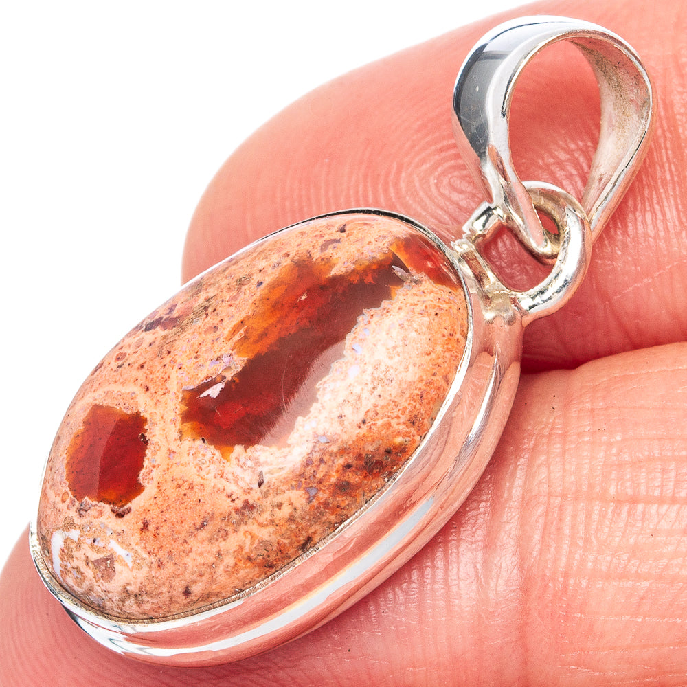 Mexican Fire Opal Pendant 1 1/4" (925 Sterling Silver) P41775