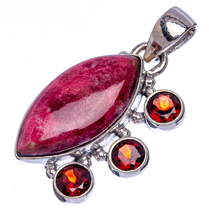 Thulite, Garnet Pendant 1 3/8" (925 Sterling Silver) P40136