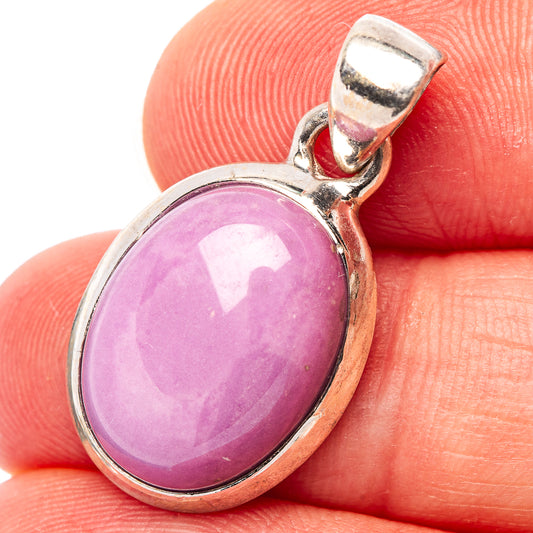 Sterling silver phosphosiderite pendant with oval purple stone and hinged bail