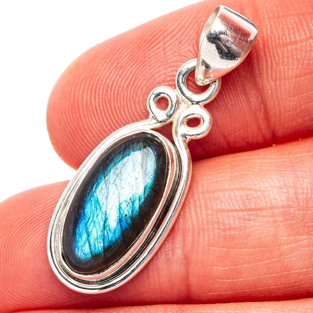 Labradorite Pendant 1 1/4" (.925 Sterling Silver)