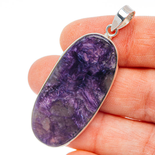 Premium Charoite Pendant 2" (.925 Sterling Silver)