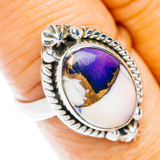 Southwestern Style Purple Dahlia Turquoise Ring Size 8 (.925 Sterling Silver)