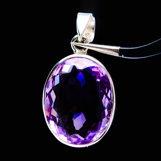20.4ct Faceted Brazilian Amethyst Pendant 1 1/4" (.925 Sterling Silver)