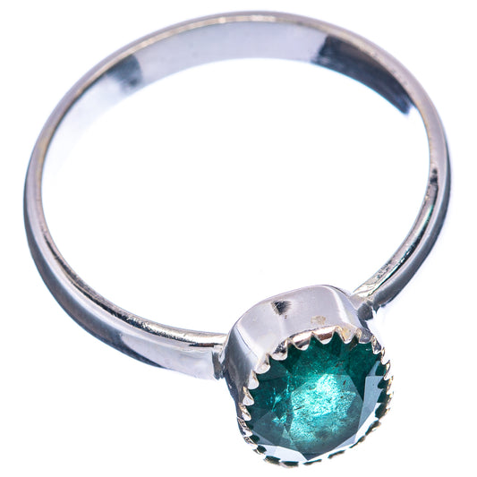 Sterling silver ring with oval faceted green gemstone, open side view