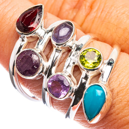 Large Garnet, Ruby, Tanzanite, Amethyst, Peridot, Sleeping Beauty Turquoise Ring Size 8 (925 Sterling Silver) R143189