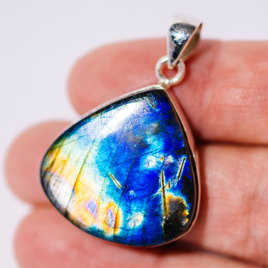 Spectrolite  Pendant 1 1/2" (.925 Sterling Silver)