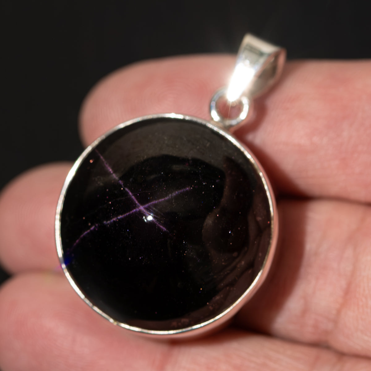 Star Garnet Pendant 1 1/2" (.925 Sterling Silver)