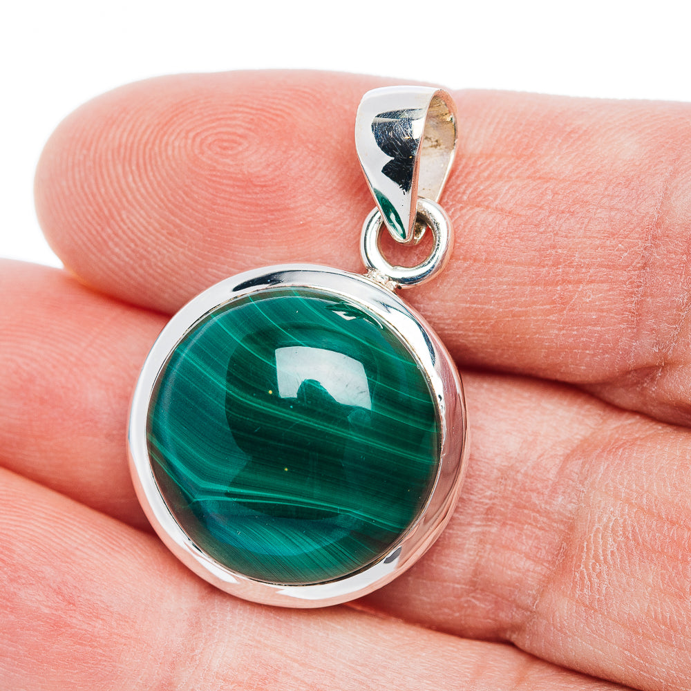 Premium Malachite Pendant 1 3/8" (.925 Sterling Silver)