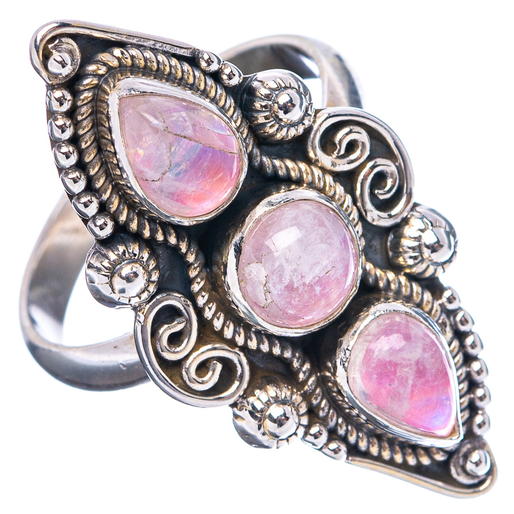 Pink Moonstone Ring Size 7.5 (.925 Sterling Silver)