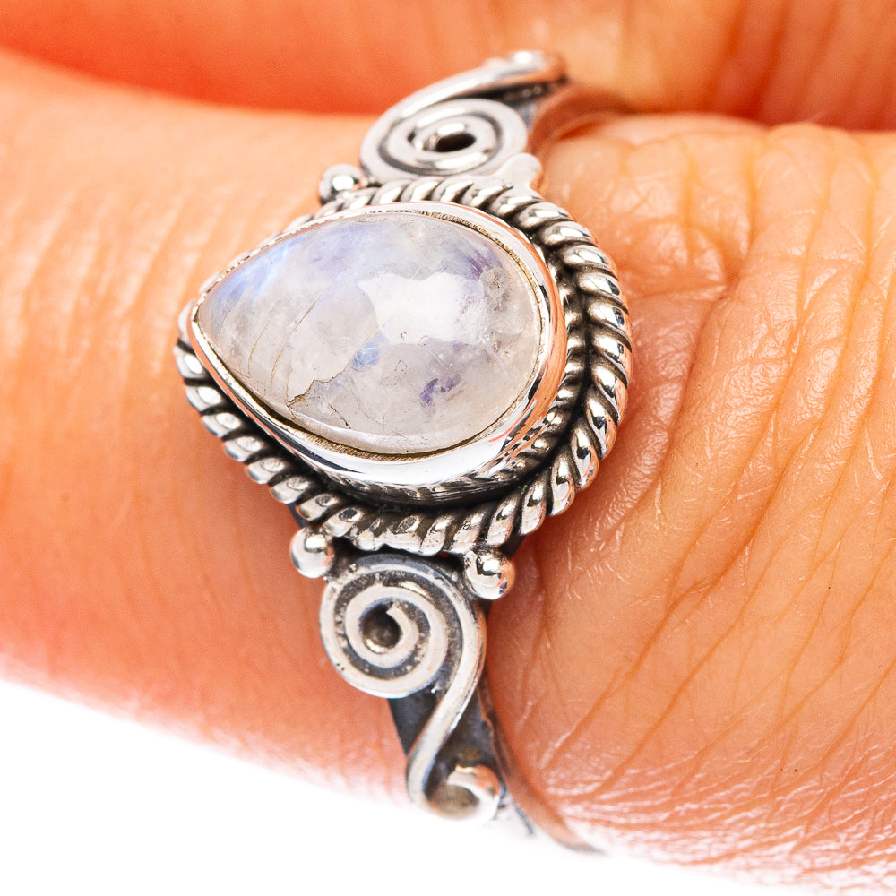 Rainbow Moonstone Dainty Ring Size 7 (925 Sterling Silver) R5157