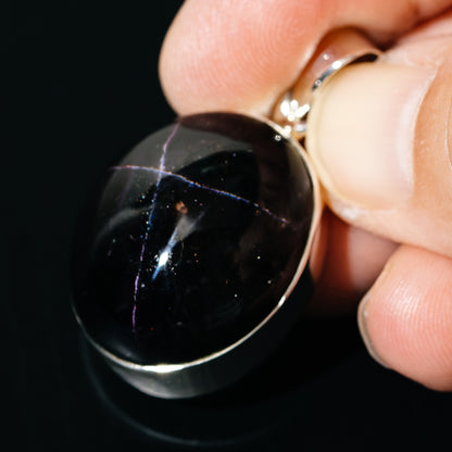 Premium Star Garnet Pendant 1 1/2" (.925 Sterling Silver)