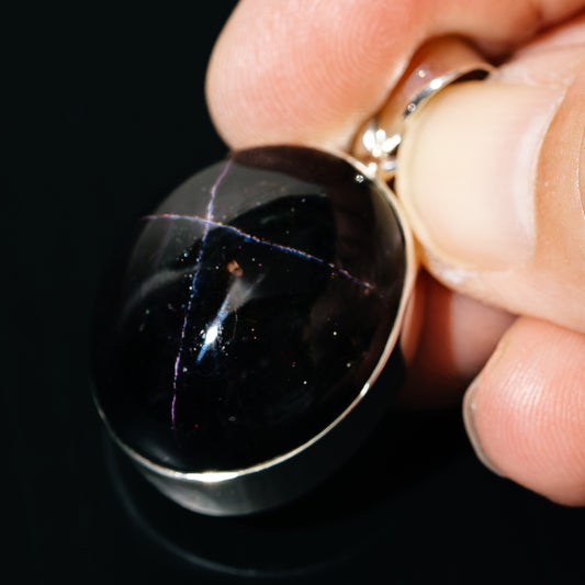 Premium Star Garnet Pendant 1 1/2" (.925 Sterling Silver)