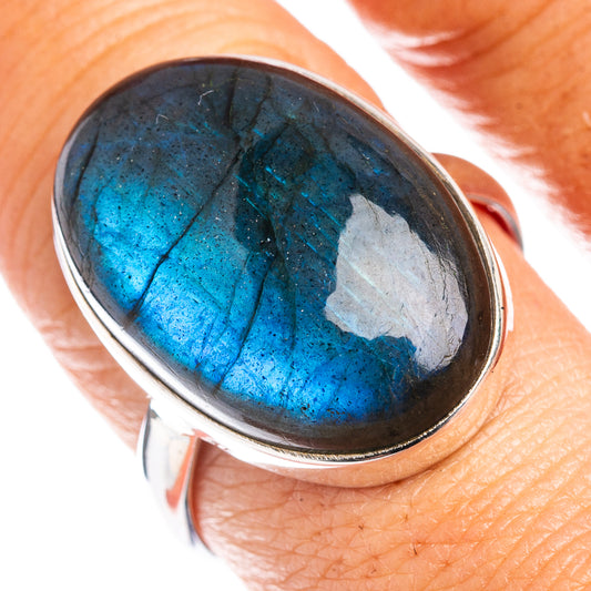 Premium Labradorite Ring Size 10 Adjustable (.925 Sterling Silver)