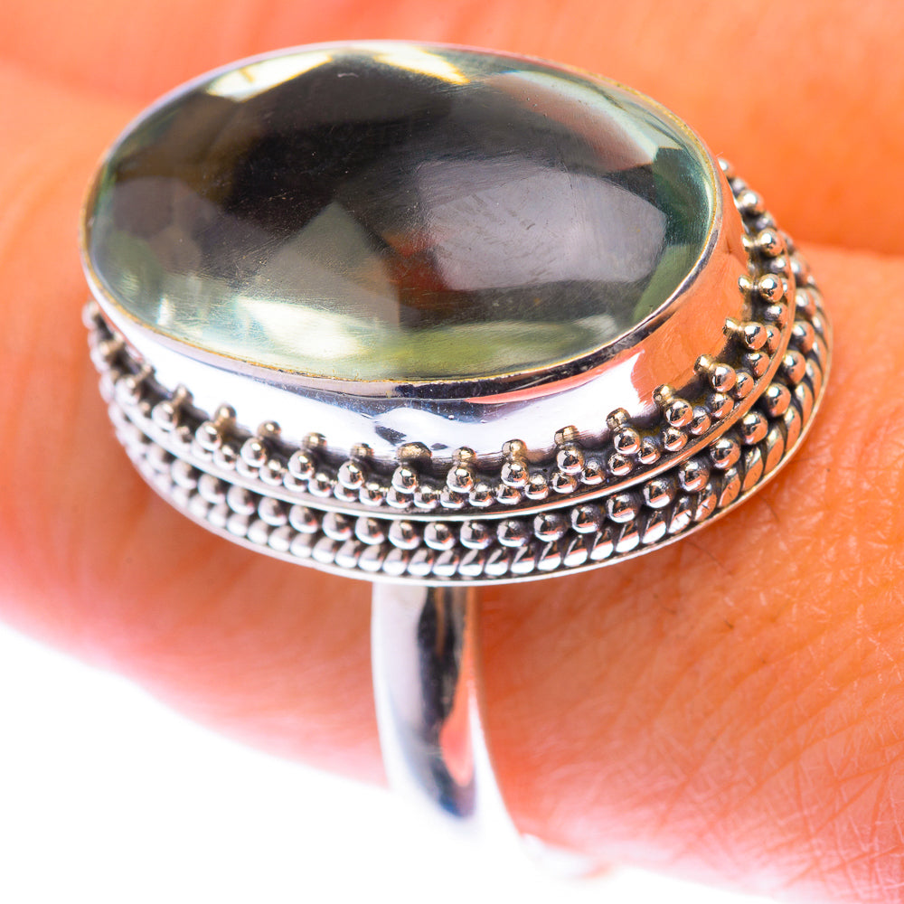 Faceted Green Amethyst Ring Size 10 (925 Sterling Silver) RING139941