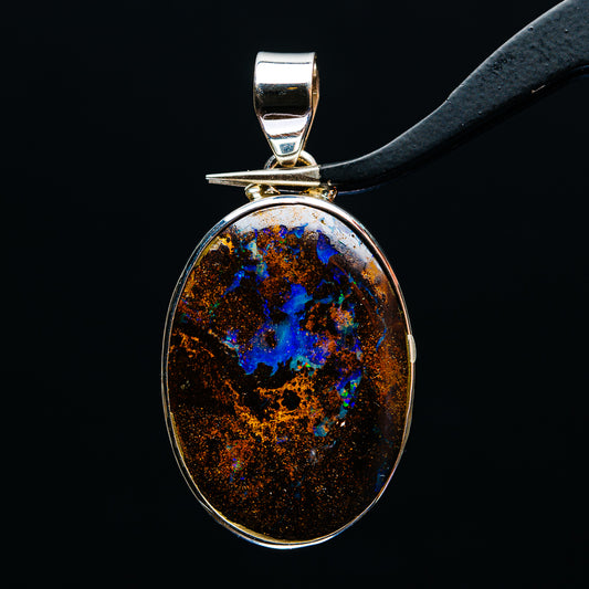Premium Australian Boulder Opal Pendant 1 7/8" (.925 Sterling Silver)