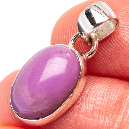 Purple oval stone pendant with .925 sterling silver bail and prong setting