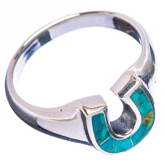 Rare Arizona Turquoise Horseshoe Ring Size 10.75 (925 Sterling Silver) R4466