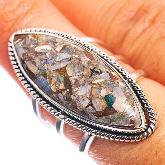 Large Brecciated Ethiopian Opal 925 Sterling Silver Ring Size 7